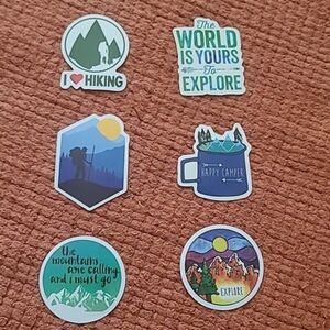 Outdoor Pattern Sticker 6 pieces examples shown variety water bottle